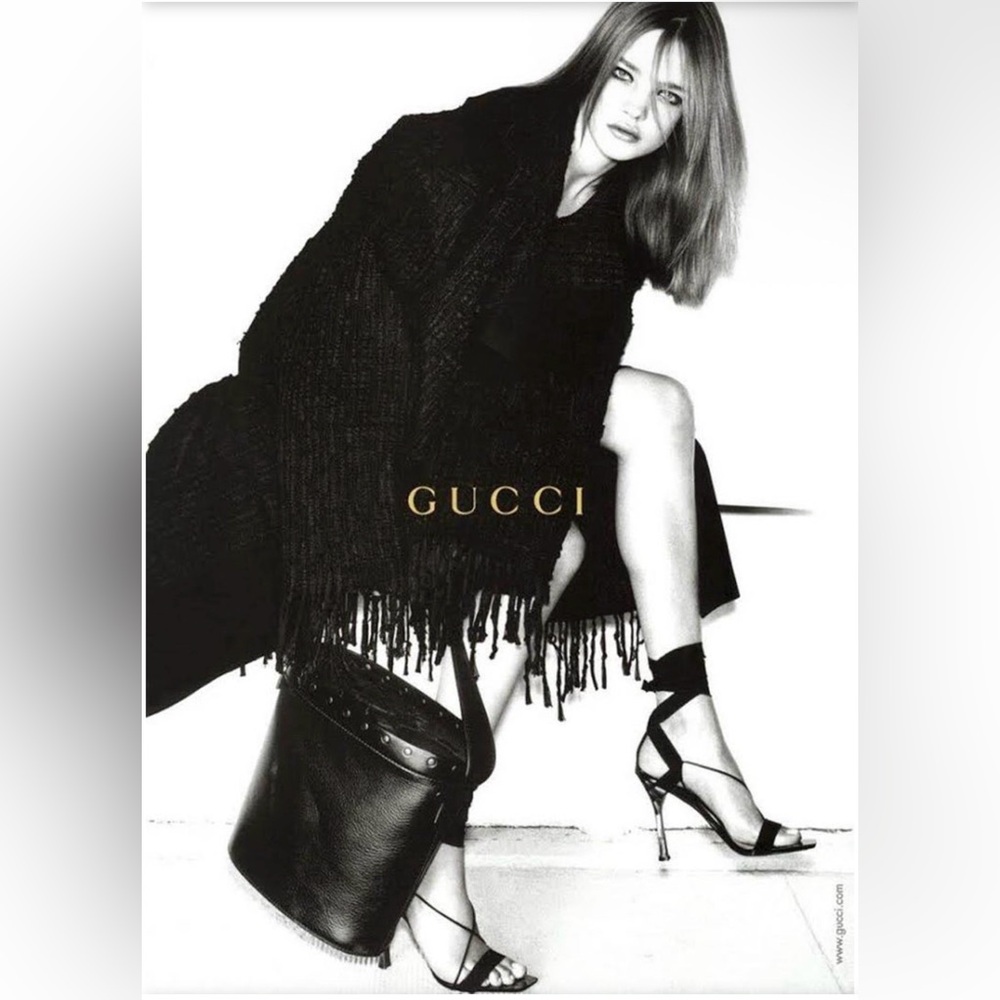 Gucci Tom Ford runway collectible 2002 grosgrain ribbon ankle wrap heels sz 36.5